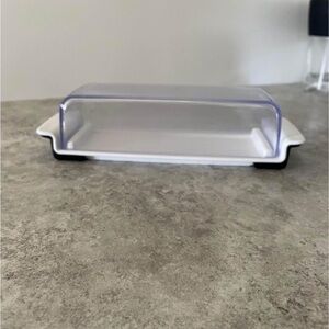 White and Black Cooking Utensil Tray with Integrated Handles